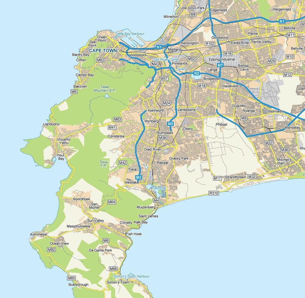 peta dari diep sungai Cape Town