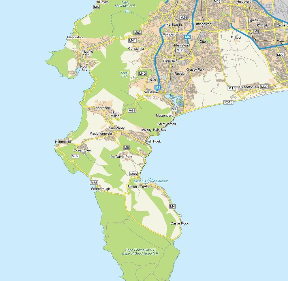 peta dari fish hoek, Afrika Selatan