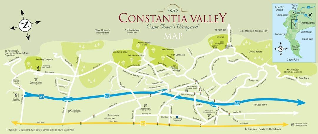 peta dari constantia, Cape Town