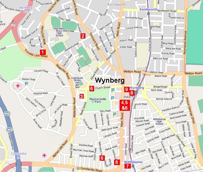  peta dari wynberg Cape Town