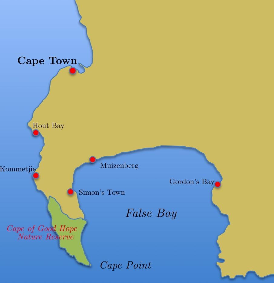 peta dari cape town Afrika Selatan