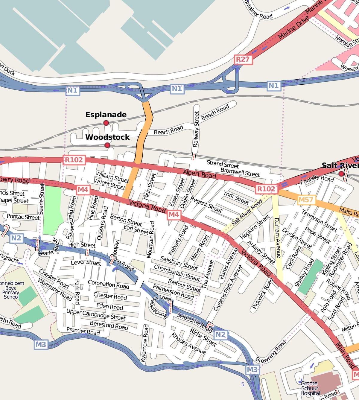 street map of woodstock Cape Town