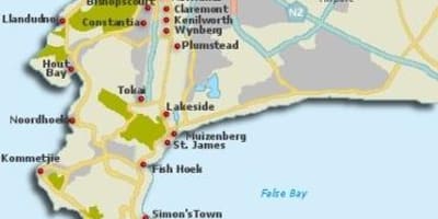 Cape Town lingkungan peta
