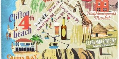 Peta dari empat obyek wisata di peta kota Cape Town