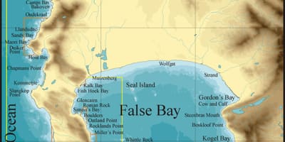 Peta dari false bay di Cape Town