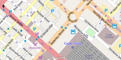 Peta dari heerengracht jalan di Cape Town