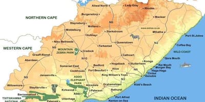 Peta dari eastern Cape Towns