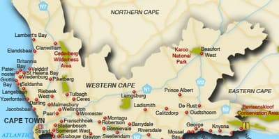 Western cape pantai peta