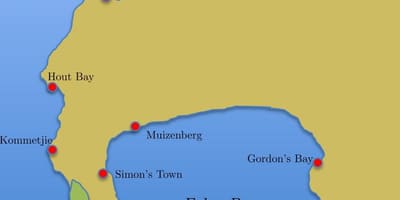 Peta dari cape town Afrika Selatan