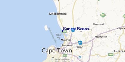 Peta dari sunset pantai Cape Town