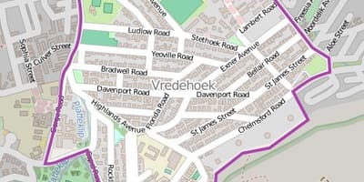 Peta dari vredehoek Cape Town
